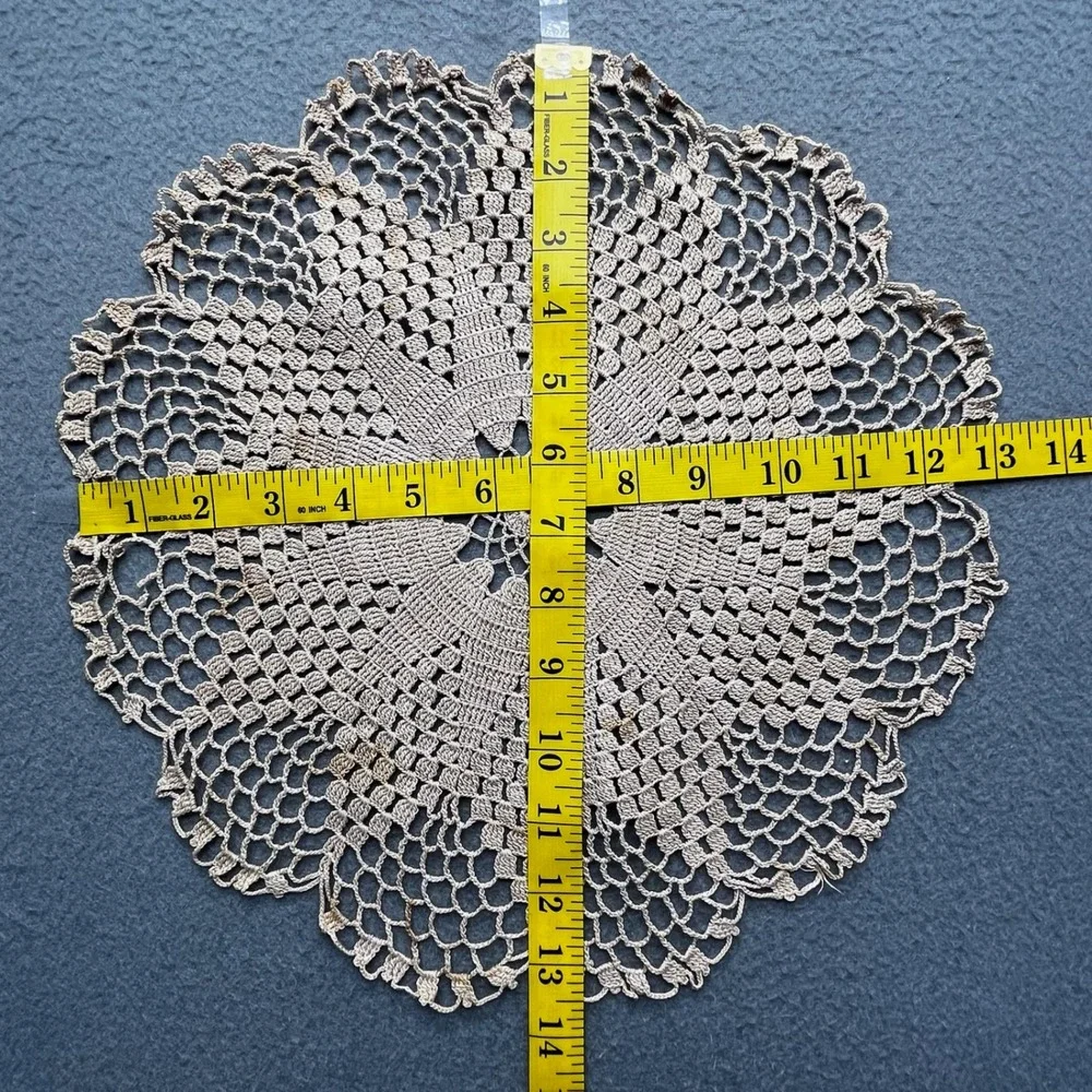 Handcrafted Crochet Lace Round‎ Doily Cotton 13.5 Inch Vintage Cottagecore Decor